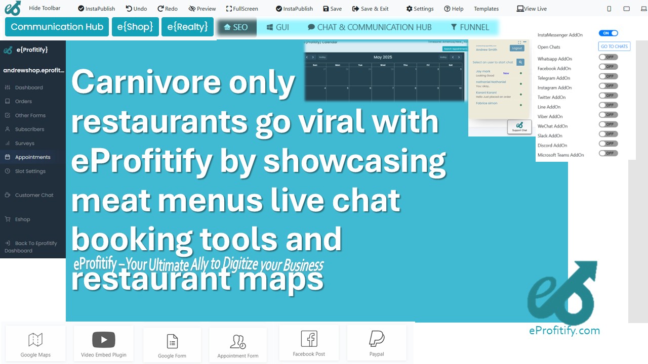 Carnivore only restaurants go viral with eProfitify by showcasing meat menus live chat booking tools and restaurant maps